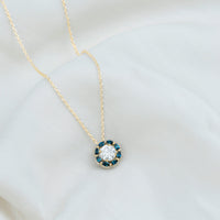 2 Carat Lab Grown Diamond Halo Necklace With London Blue Topaz