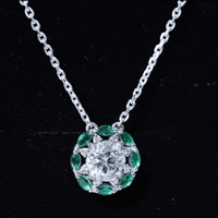 8 MM Lab Grown Diamond Bridal Necklace With Emerald