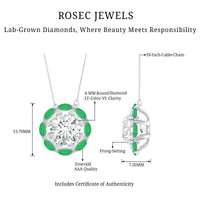 8 MM Lab Grown Diamond Bridal Necklace With Emerald
