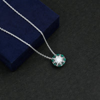 8 MM Lab Grown Diamond Bridal Necklace With Emerald