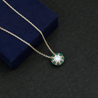 8 MM Lab Grown Diamond Bridal Necklace With Emerald
