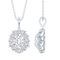 1.2 Carat Oval Lab Grown Diamond Vintage Necklace With Double Halo