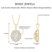 1.2 Carat Oval Lab Grown Diamond Vintage Necklace With Double Halo