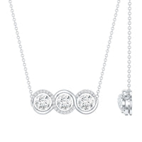 Certified Lab Grown Diamond 3 Stone Necklace For Her