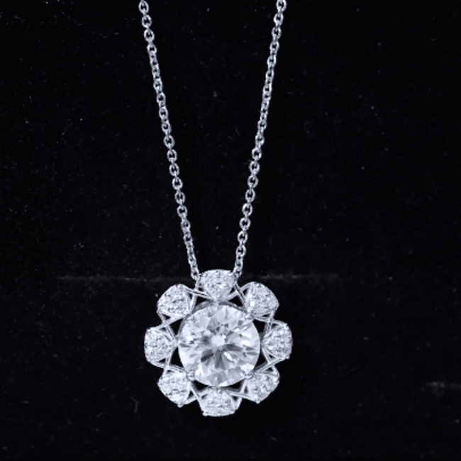 Yellow gold pendant necklace featuring a certified 2 carat lab-grown diamond solitaire by Rosec Jewels.