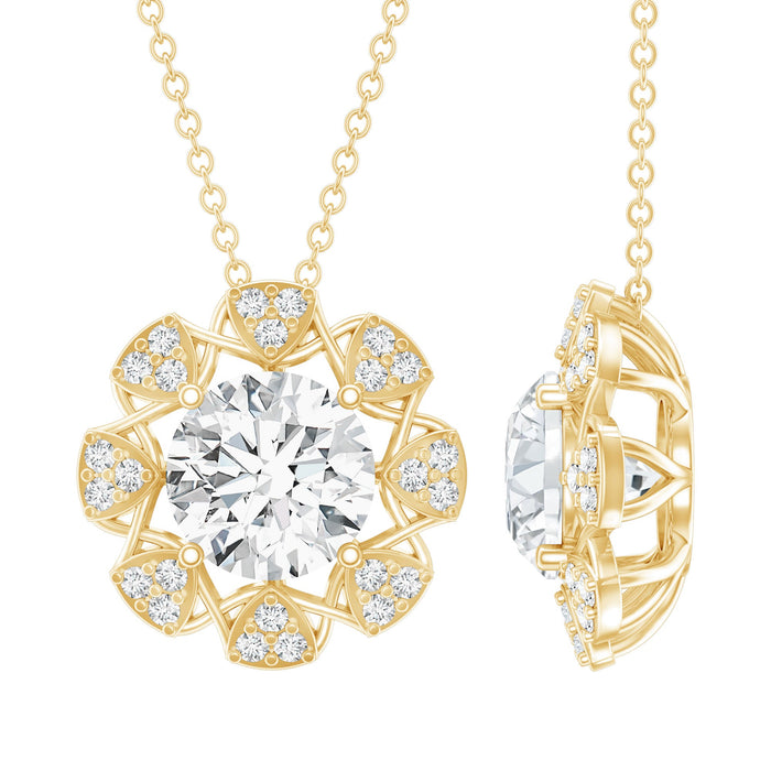 Lab grown 2 carat diamond pendant necklace by Rosec Jewels featuring a sleek solitaire design with a delicate chain.