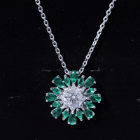 Certified 7 MM Lab Grown Diamond Statement Necklace With Emerald