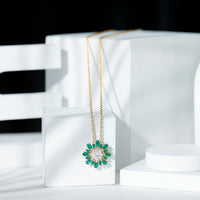 Certified 7 MM Lab Grown Diamond Statement Necklace With Emerald
