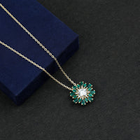 Certified 7 MM Lab Grown Diamond Statement Necklace With Emerald