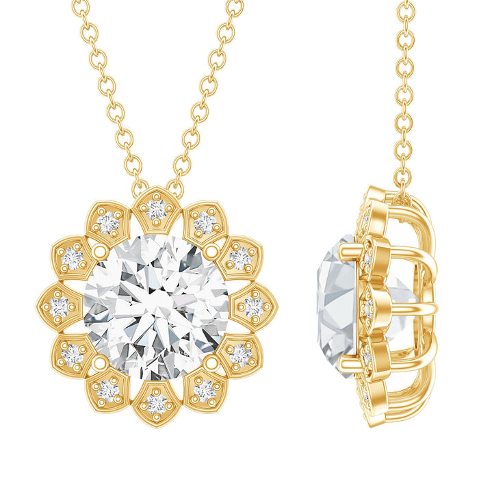 Rosec Jewels 8mm lab-grown diamond cocktail necklace pendant for women, featuring sparkling diamond design.
