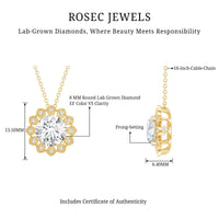 Certified 8 MM Lab Grown Diamond Cocktail Necklace For Women