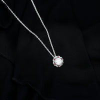 2 Carat Lab Grown Diamond Flower Statement Necklace With Ruby