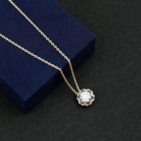 2 Carat Lab Grown Diamond Flower Statement Necklace With Ruby