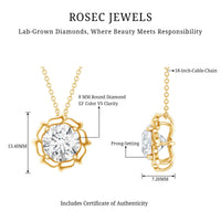 2 Carat Solitaire Lab Grown Diamond Flower Necklace