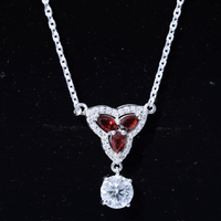 1 Carat Lab Grown Diamond Dangle Necklace With Garnet