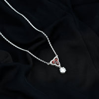 1 Carat Lab Grown Diamond Dangle Necklace With Garnet