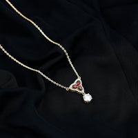 1 Carat Lab Grown Diamond Dangle Necklace With Garnet