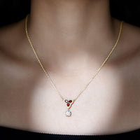 1 Carat Lab Grown Diamond Dangle Necklace With Garnet