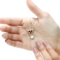 1 Carat Lab Grown Diamond Dangle Necklace With Garnet