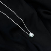 Certified Lab 8 MM Round Diamond Halo Necklace With Emerald