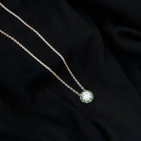 Certified Lab 8 MM Round Diamond Halo Necklace With Emerald
