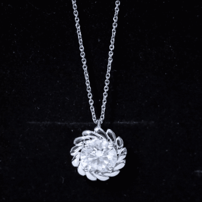 Yellow gold pendant necklace featuring a 2 carat lab-grown diamond solitaire, elegant jewelry for women by Rosec Jewels.