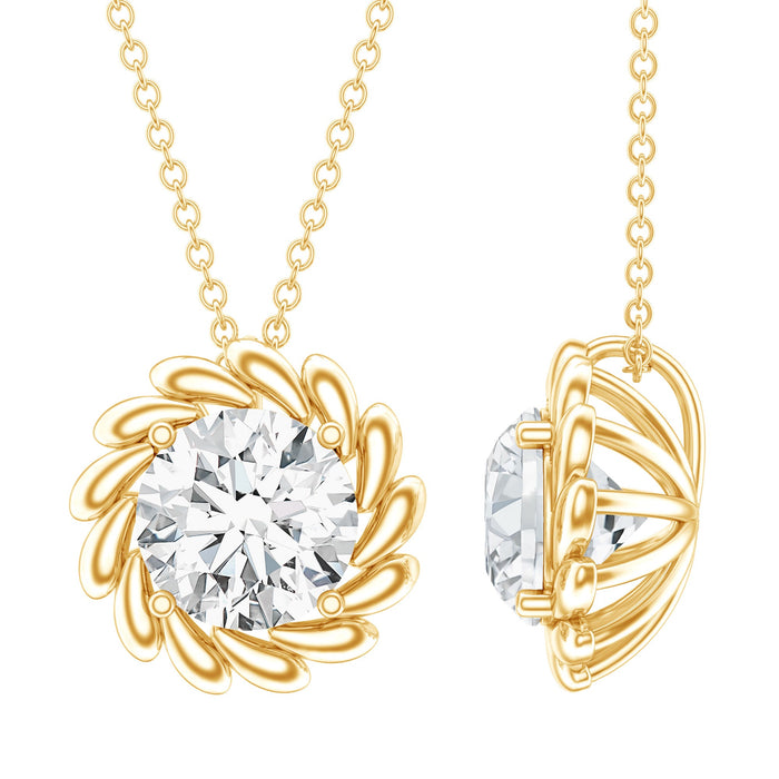 Lab grown 2 carat diamond solitaire pendant necklace for women by Rosec Jewels, featuring a sparkling diamond pendant.