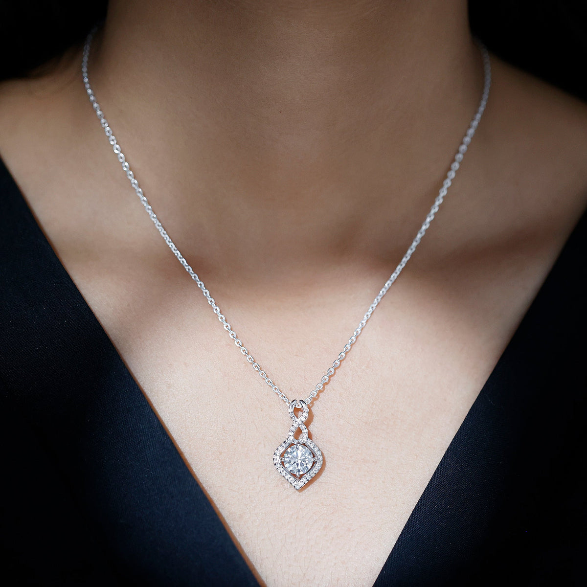 8 MM Round Lab Grown Diamond Infinity Loop Necklace