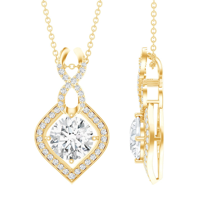 8 mm round lab-grown diamond infinity loop pendant necklace by Rosec Jewels showcasing sparkling diamond details and elegant design.