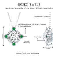 Lab Grown Diamond Bridal Necklace With Emerald