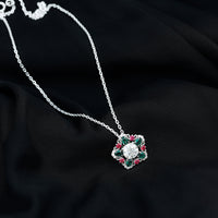 Lab Grown Diamond Cocktail Necklace With Emerald Ruby