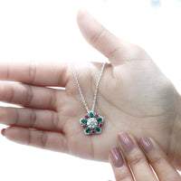 Lab Grown Diamond Cocktail Necklace With Emerald Ruby