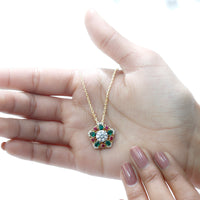 Lab Grown Diamond Cocktail Necklace With Emerald Ruby