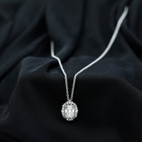 Certified 6X8 MM Emerald Cut Lab Grown Diamond Statement Necklace With Halo
