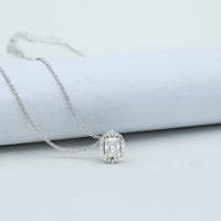 Certified 6X8 MM Emerald Cut Lab Grown Diamond Statement Necklace With Halo