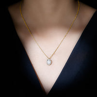 Certified 6X8 MM Emerald Cut Lab Grown Diamond Statement Necklace With Halo