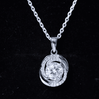 Prong Set 8 MM Round Lab Grown Diamond Swirl Pendant Necklace