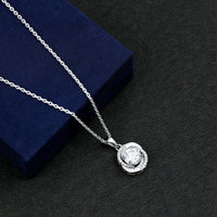 Prong Set 8 MM Round Lab Grown Diamond Swirl Pendant Necklace
