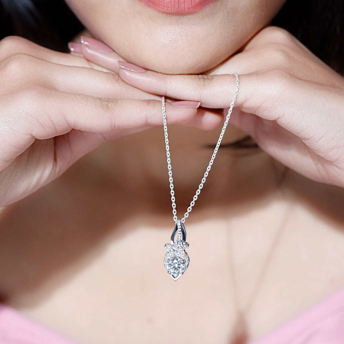 Lab Grown Diamond Flower Statement Necklace