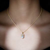 Bezel Set Lab Grown Diamond Solitaire Necklace With Cute Bow