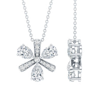Certified Pear Shape Lab Grown Diamond Flower Pendant Necklace
