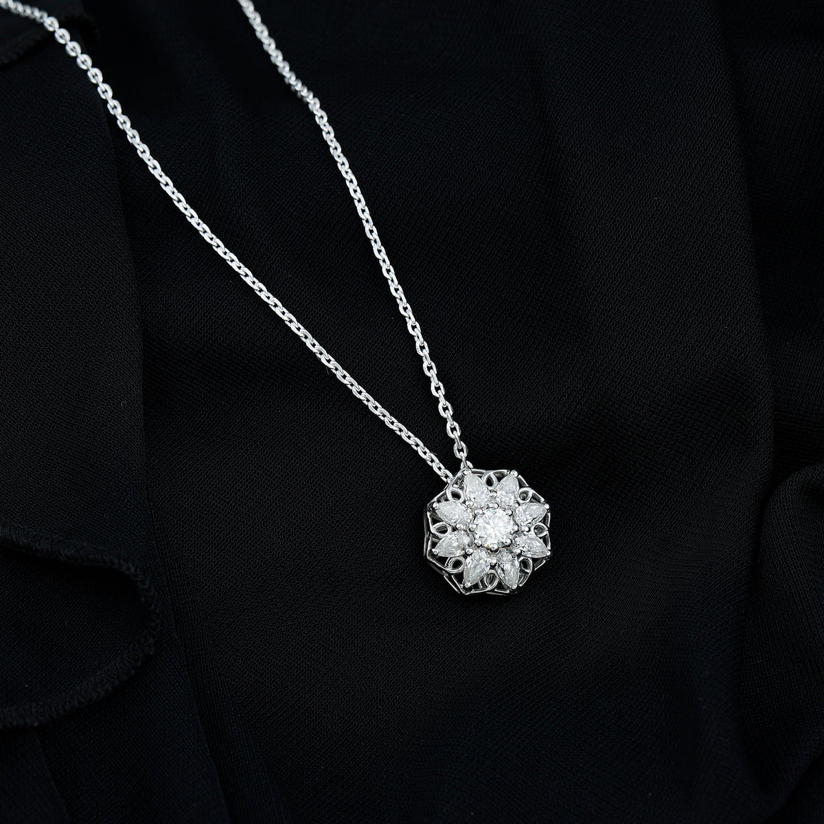 Lab Grown Diamond Statement Flower Necklace