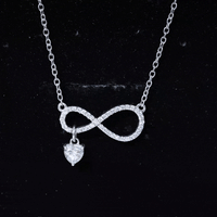 Pave Set Lab Grown Diamond Infinity Heart Charm Necklace