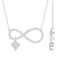 Pave Set Lab Grown Diamond Infinity Heart Charm Necklace