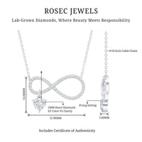 Pave Set Lab Grown Diamond Infinity Heart Charm Necklace