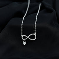 Pave Set Lab Grown Diamond Infinity Heart Charm Necklace