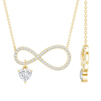 Pave Set Lab Grown Diamond Infinity Heart Charm Necklace
