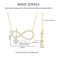 Pave Set Lab Grown Diamond Infinity Heart Charm Necklace