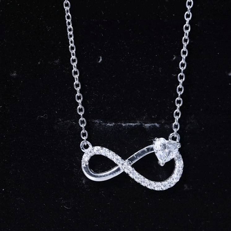 Yellow lab grown diamond infinity heart pendant necklace for women by Rosec Jewels, featuring sparkling diamonds and elegant design.