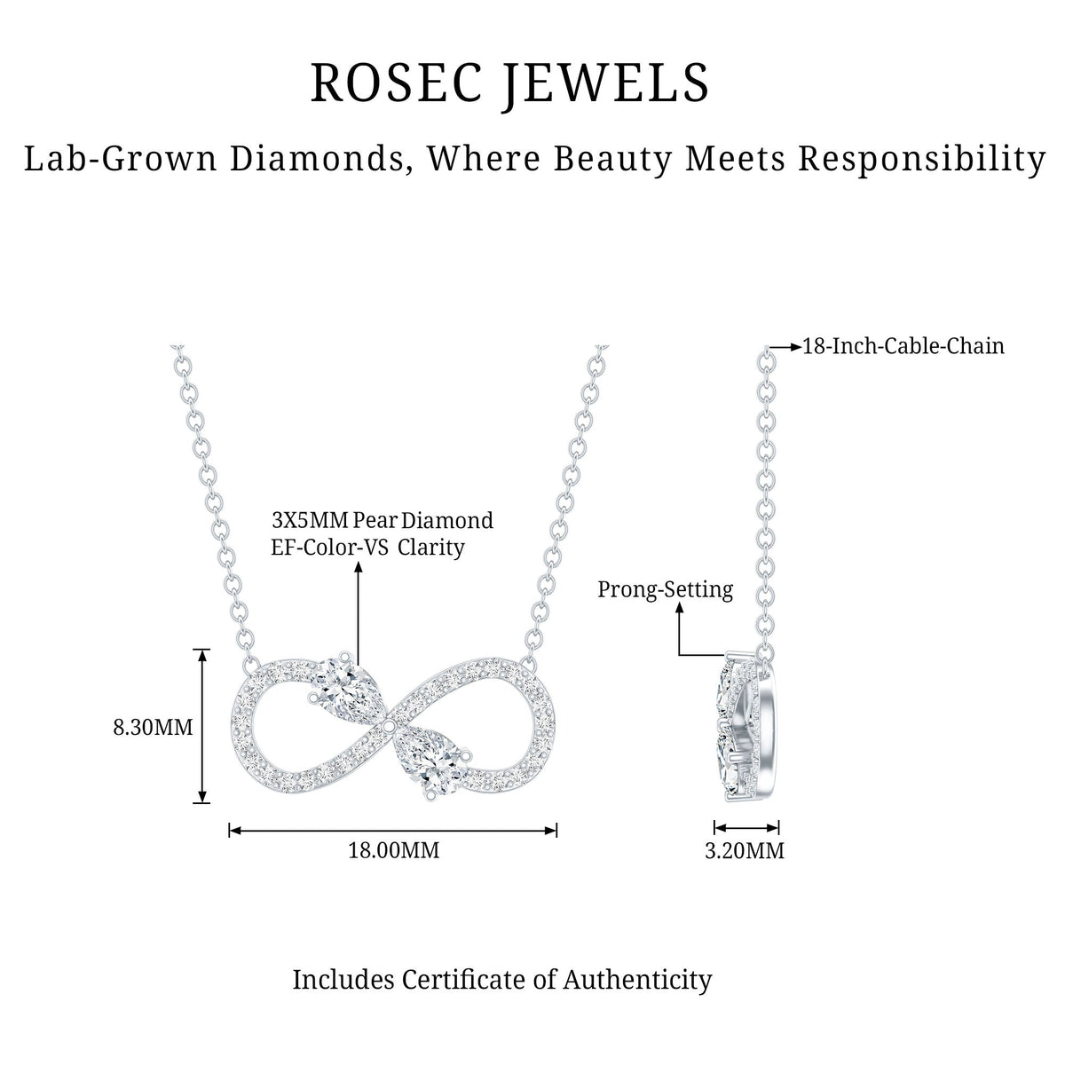 Lab Grown Diamond Forever Knot Teardrop Necklace
